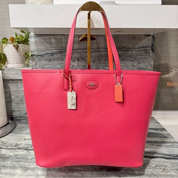 Coach Loganberry Pink Leather Large Tote Bag